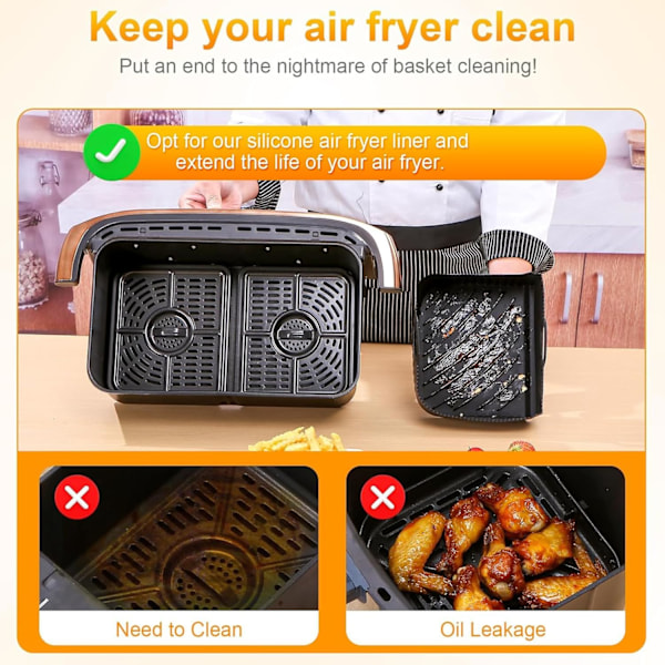 Airfryer silikonimuotti Ninja Foodi Flexdrawer AF500EU 10.4L -laitteeseen, Ninja AF500EU kuumailmakeittimen lisätarvikkeet 2 × 5.2L (2 × 5.2L)