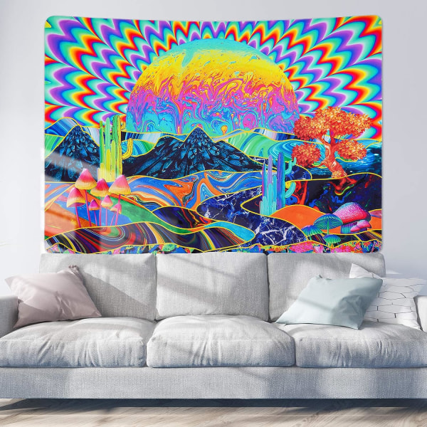 Trippy Tapestry Psykedelisk Tapestry Planet And Mountain Tapestr