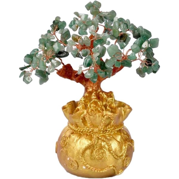 Lykke Træ Penge Træ Staty Jade Feng Shui Aventurin Træ Staty Hjemmekontor Ornament Dekoration