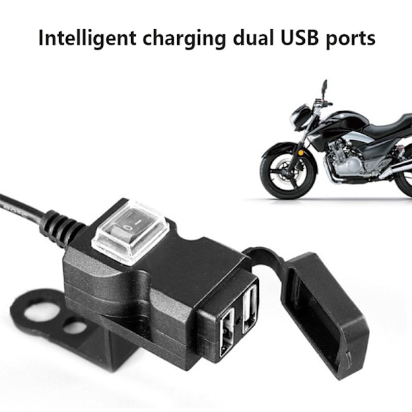 12V-80V Dobbel USB-port Vanntett Motorsykkel Styre