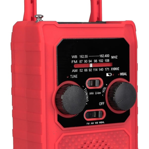 Reteness TR201 hätäradio monitoiminen kannettava vedenpitävä FM AM WB NOAA SOS aurinkoradio punainen