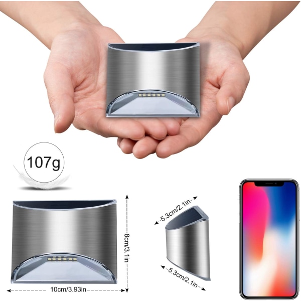 Solcellslampor för utomhus, LED-solcellslampor för vägg, 4-pack