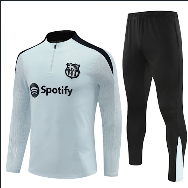 2425 Ny Barcelona fotballdrakt med lange ermer og halv glidelås for voksne og barn grå grå grey grey 18