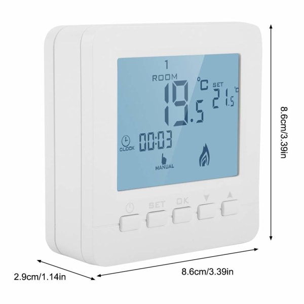 Digital LCD Display Termostat Smart Temperaturkontroller 5A Varme Varme Digital Termostat Clear Comfort Programmerbar knappversjon