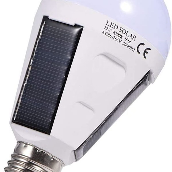 LED Solcellelampe, E27 IP 65 Vandafvisende Indendørs/Udendørs Solcellelampe