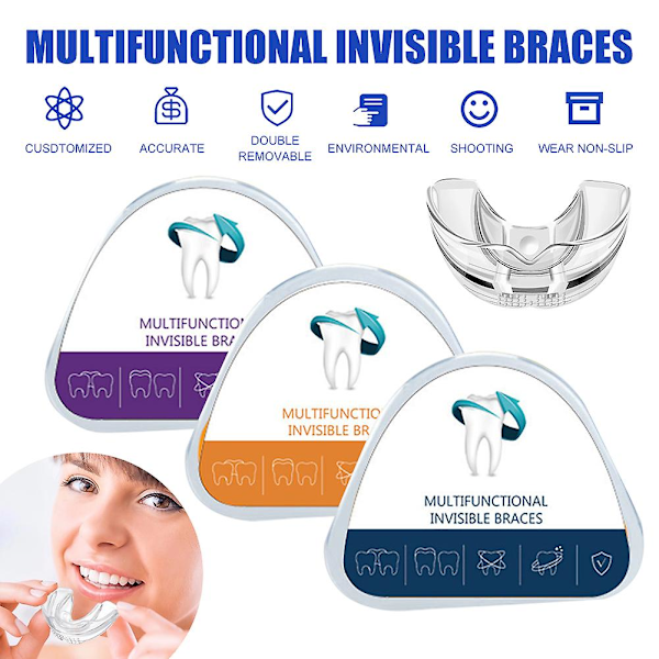 3-trins tandregulering til tænder, usynlig tandbøjle, tandsæt, mundpleje