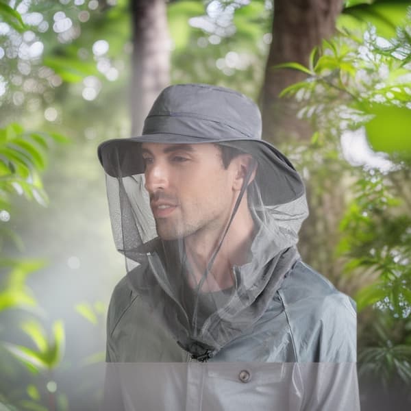Sommer udendørs solhatte, bredskyggede solhatte, netansigtsskærme, fiskehatte, myggemiddelhatte Deep Blue L (58-60cm)