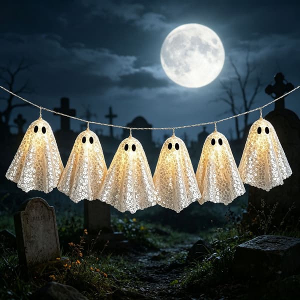 Halloween lysande spöktema-dekorationer, festprydnader, skrivbordsdekorationer och hängen. Basic model