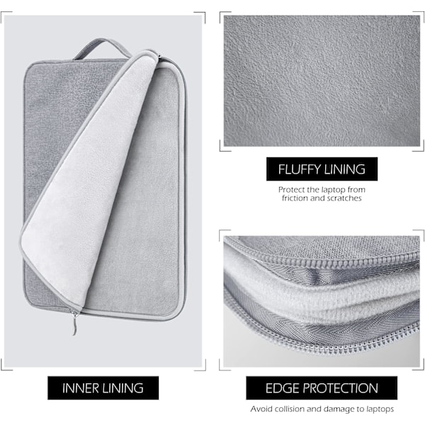 13-tommer bærbar computer sleeve vandtæt blød portefølje taske beskyttelse til MacBook Air 13 M2 M1 A2681 A2337 A2179(2018-2022)/MacBook Pro 13 M2 M1 A2338 grå