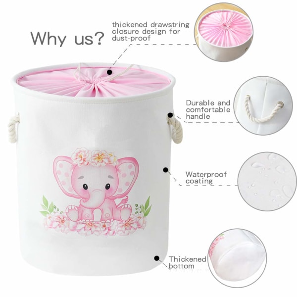 Vasketøjskurve Pink hæmme elefantkurv til børn