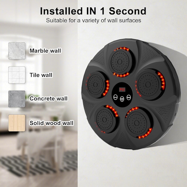 Musikboksningsmaskine Smart Musikboksningsmaskine Stansplade med LED-lys, Elektronisk Boksningsmål med Bluetooth med Boksningshandsker til Børn/V voksne