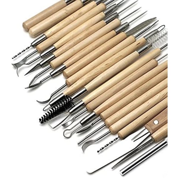31 delar snideri verktyg Set med Roll Up Case, trä keramik