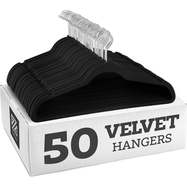 Velvet-ripustimet 10 kpl, Premium vaateripustin musta