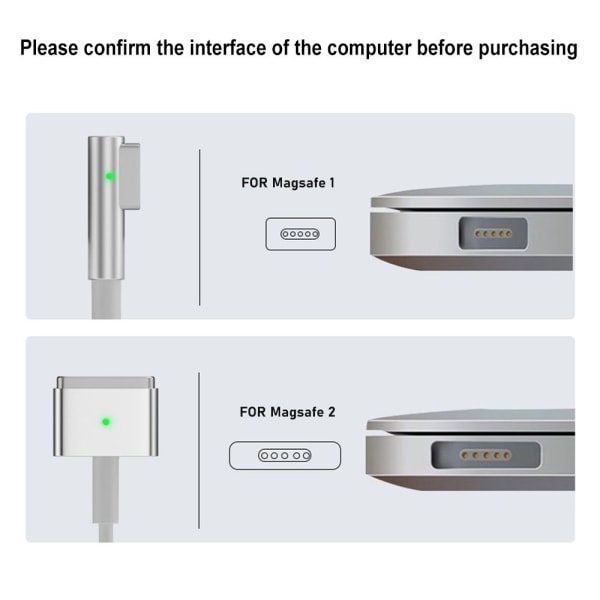 PD Laddkabel USB Type-C Magsafe 1 2 FÖR MAGSAFE 2 FÖR