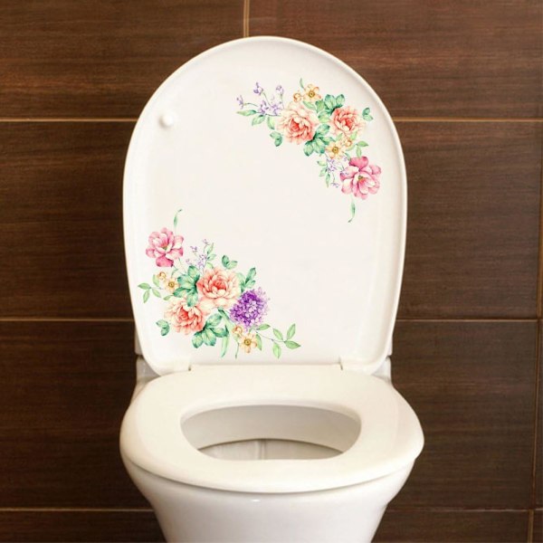 2st/ Set Noble Peony Flower Badrum Toalett Vägg Art Decal Deco