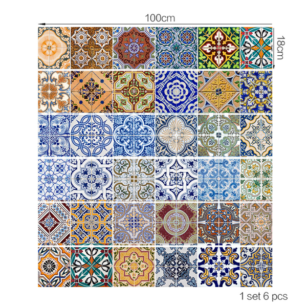 Mosaiktapet Självhäftande väggdekal - 18x100cm - 6 st