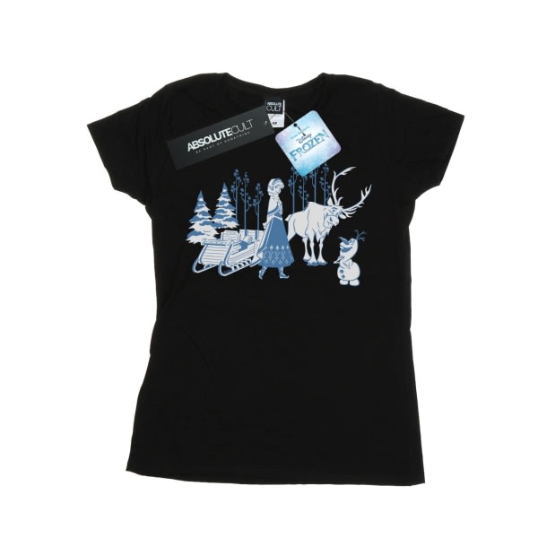 Disney Dam/Dam Frozen Anna Sven And Olaf Cotton T-Shirt L Svart L