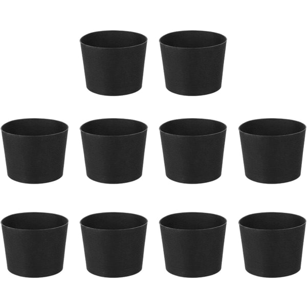 Silikone skridsikker kaffekop ærme, 10 stk Genanvendelig glasflaske krus Cup cover mod cover (sort)