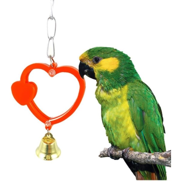 Parrot Toy Bird Toy Mirror Bird Mirror Hjärtaspegel, färg slumpmässigt