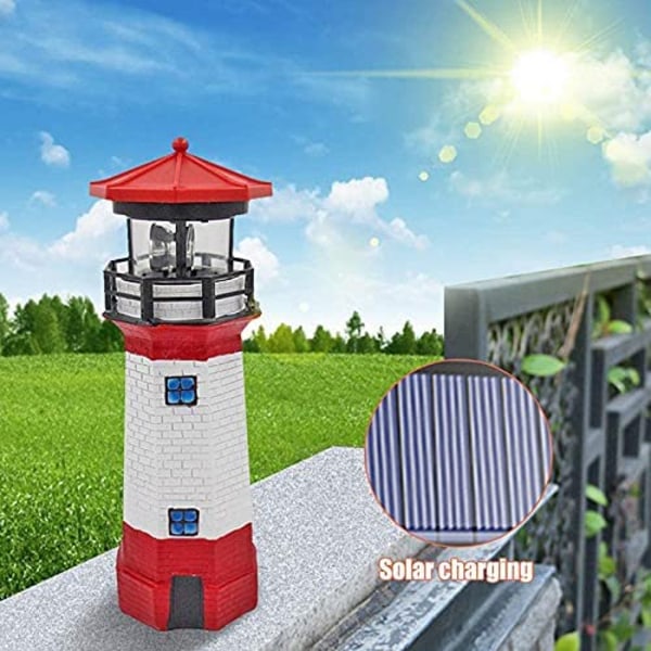 Solar Lighthouse Garden Lighthouse Solar LED-belysning Roterande