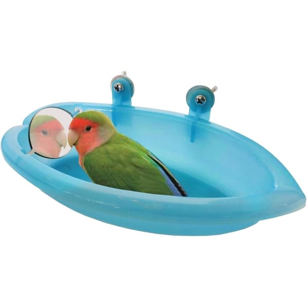 Wontee fågelbadkar med spegel Bärbar papegoja hängande baderomsbadkar for småfåglar Rengöringstillbehör