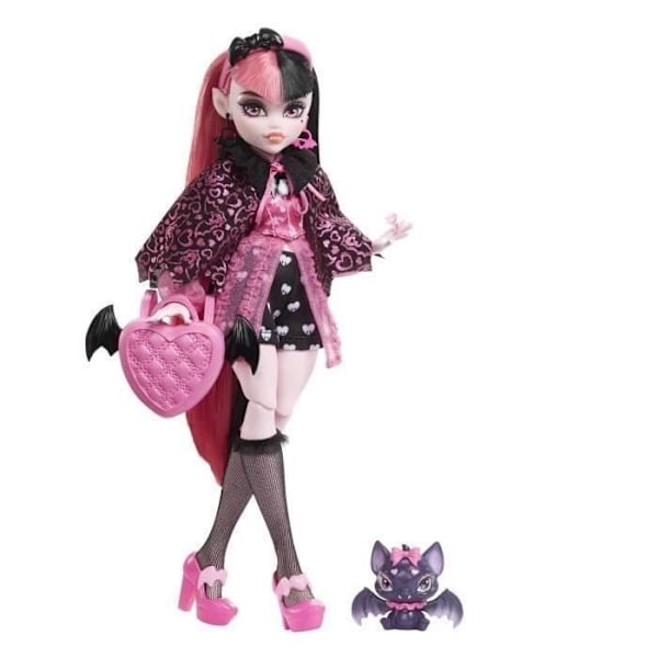 Monster High - Draculaura med Kjæledyr Flaggermus - Dukke - MONSTER HIGH - HHK51 - MONSTER HIGH FASHION DOLL