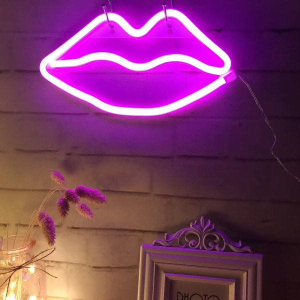 Læbeformede neonskilte Led romantisk kunst dekorative neonlys