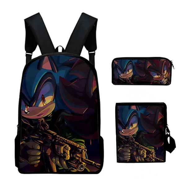 3 stk 3D-print Super SONIC Ryggsekk Skuldervesker Etui #565 TC-24