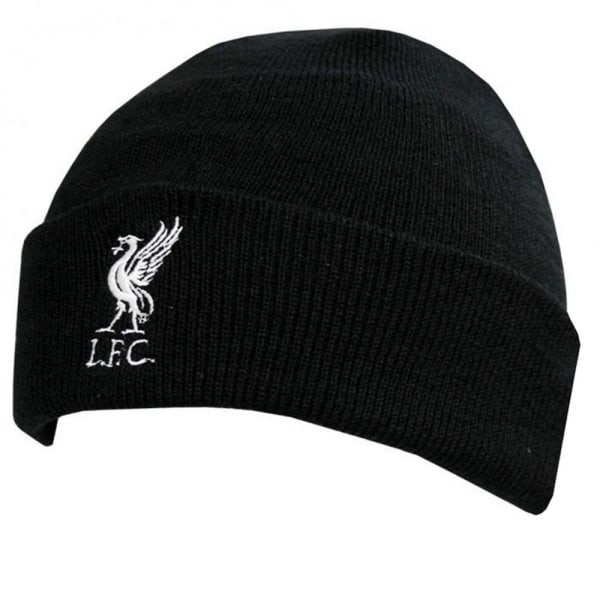 Liverpool FC Officiel Ribbet Strikket Hue One Size Sort Sort One Size