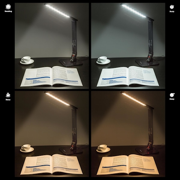 tectake Skrivebordslampe, LED, dimbar, sammenleggbar, 14W - per stykk black 1200