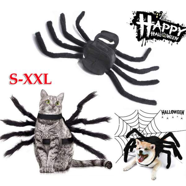 Pet Spider Costume - Halloween Spindeldräkt för katter och hundar 2XL