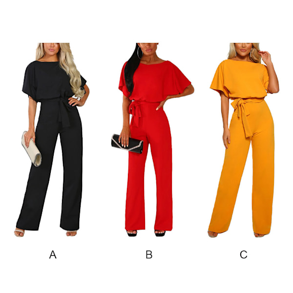 Dam Jumpsuit Romper Strandsemester Kropp Raka ben Gul Yellow S