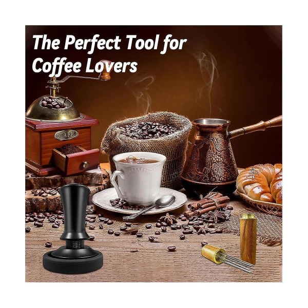 Kaffe-espresso-tamper 51 mm med Wdt-værktøj Kalibreret fjederbelastet, med silikonemåtte, til espresso