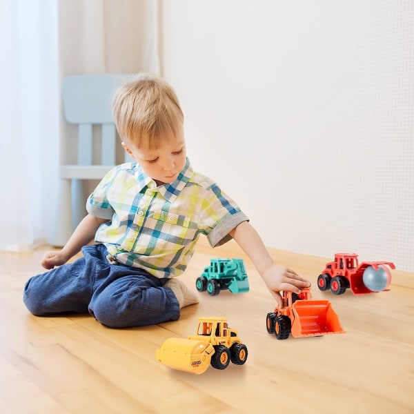 Byggleksaker för 3-åriga pojkar, flickor, navetta, power Leksaksbil Sandleksaksbil med grävmaskin, puskutraktori, (färg 4-pack)