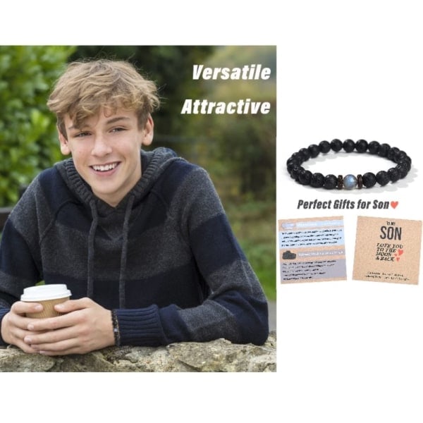 Perlearmbånd Vulkanisk Stenarmbånd TIL MIN MAND TIL MIN MAND To My Son