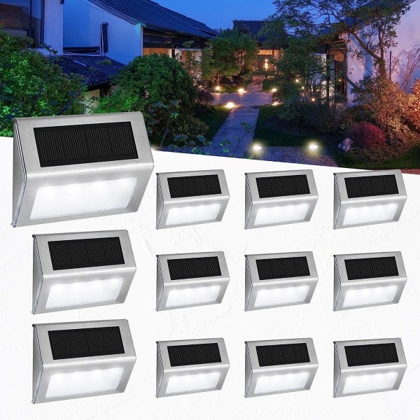 [12 förpackningar] 4 LED-solar trädgårdslampor utomhus, vattentät solenergi