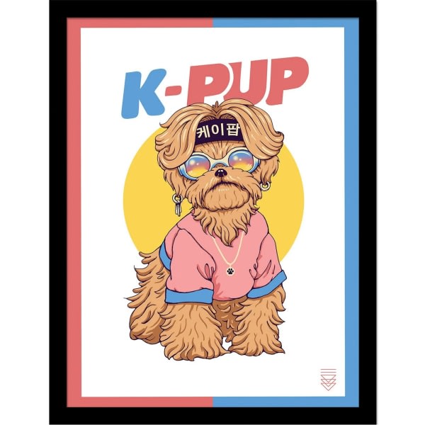 Vincent Trinidad K-Pup Print 40cm x 30cm Pink/Blå/Brun Pink/Blå/Brun 40cm x 30cm