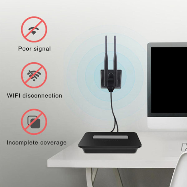 2,4 GHz 5 GHz Dobbelt bånds Wifi-antenne, RP-SMA Hanantenne Magnetisk Base Til PC