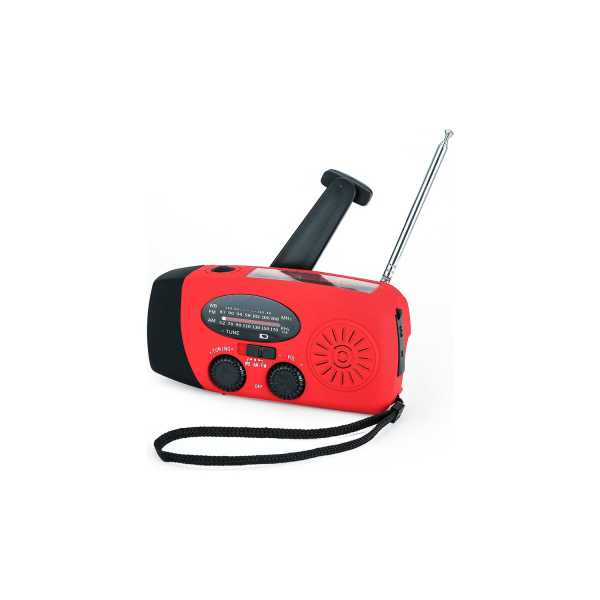 AM/FM taskulampun lukuvalo kannettavalla radiolla (punainen)