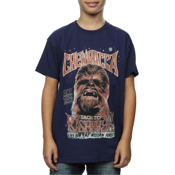 Star Wars Boys Chewbacca Rock Poster T-shirt 7-8 år Deep Nav Deep Navy 7-8 år