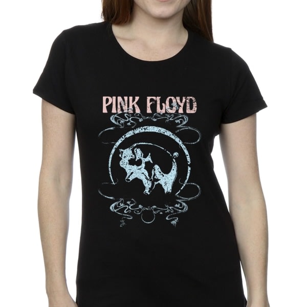 Pink Floyd Dame/Ladies Pig Swirls T-skjorte i bomull XXL Sort XXL