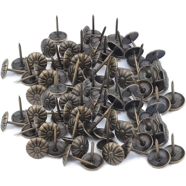 500 (11x17mm/bronse) møbelspiker med blomstermønster, vintage