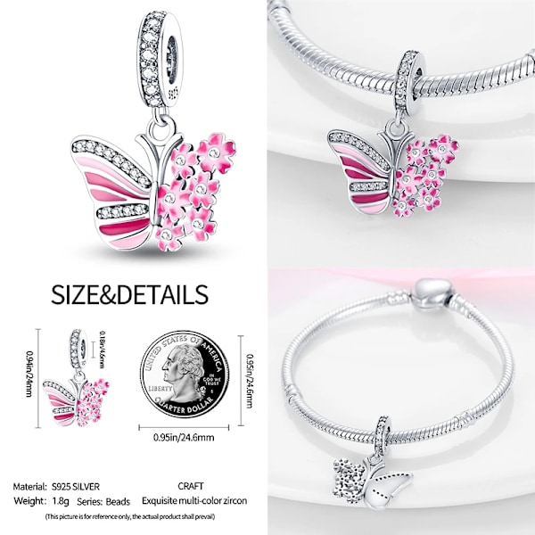 925 Sterling Sølv Butterfly Solsikke Vedhæng Passer Original Pandora Armbånd Charm Halskæde Diy Kvindelige Smykker Y SMC1467