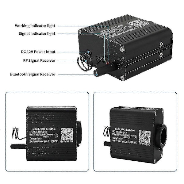 Helt ny 16W Twinkle RGBW Fiberoptisk Stjärnhimmel Taklampor Kit Smart App Ljudstyrd Motor för Bil Stjärnklar Himmelfiber Optisk Ljus - Perfekt EU plug