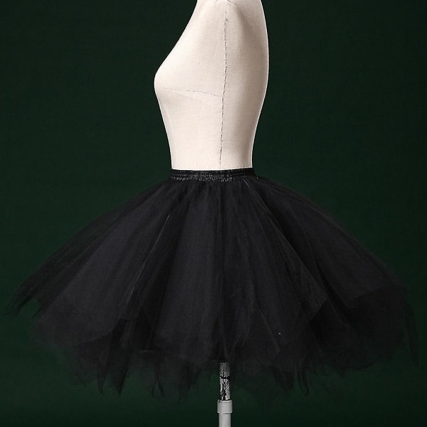 Dam Mesh Tyllkjol Prinsessa Elastisk kjol Vuxen Kort Tutu Danskjol Svart XXL-XF4-