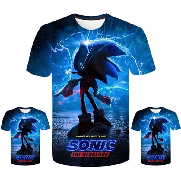 Sonic The Hedgehog Barnklær for Gutter 3D-Trykt Korthylset Casual Topp Blue