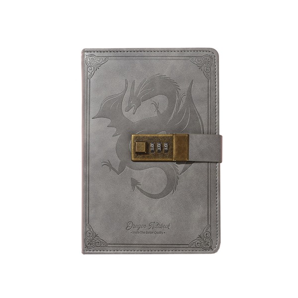 Dragon Leather Journal Notebook, dagbok med kombinationslås