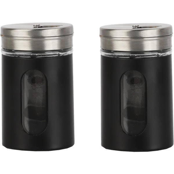 Black Salt Peppar Shakers Retro Kryddburkar Glas - Sæt med 2