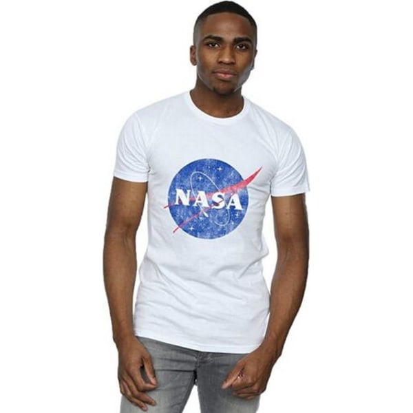 NASA Miesten Insignia Distressed Cotton Logo T-paita L Valkoinen Valkoinen L