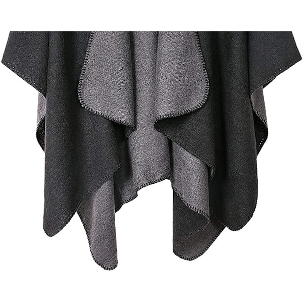 Dam Vendbar Oversized Poncho Cape Varm Sjal Wrap Åpen Front Trykt Filt Cardigan